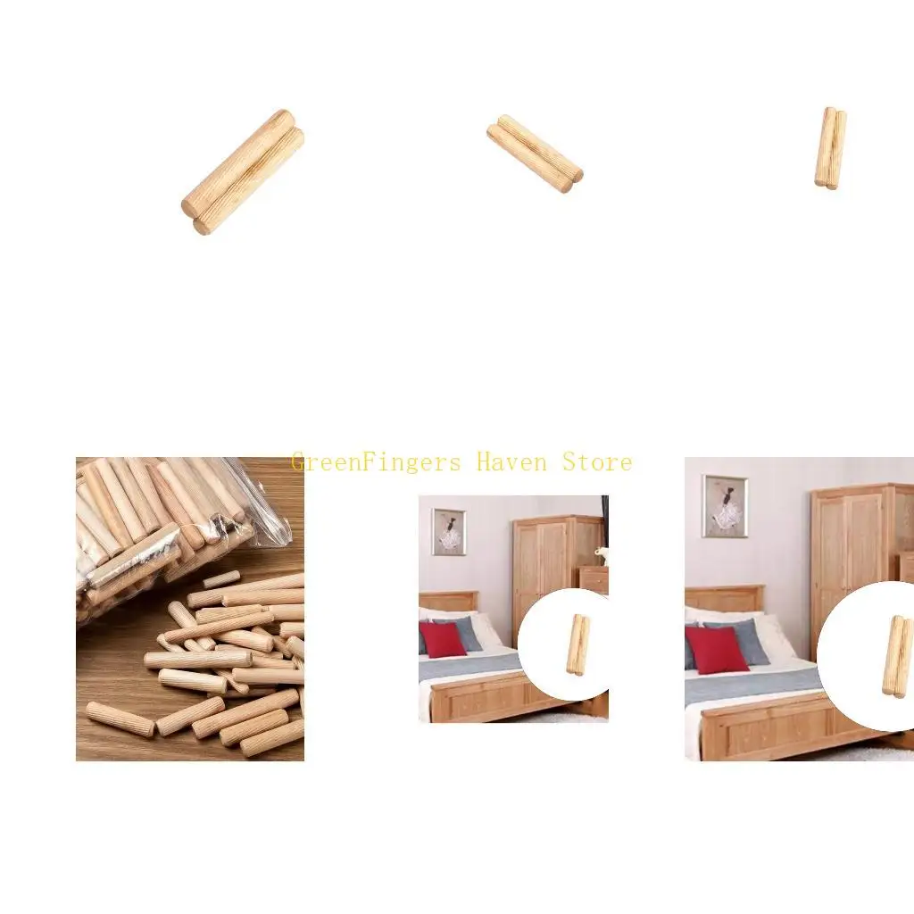 F68D 100Pcs Wooden Dowel Pin 6x40mm 8x40mm 10x40mm Fluted Rod Dried Beveled Hardwood