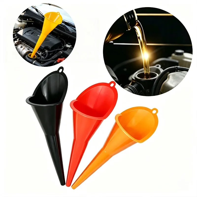 A Long Mouth Plastic Funnel Universal Car Motorcycle Fuel Oil Filling Anti Splash Spill Proof Portable Refueling