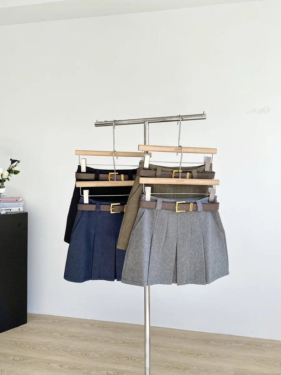 Khaki Anti-Light Casual Women's  Skirt Spring 2025 New Korean Style High Waist Simple Versatile Polyester Fiber Skirt