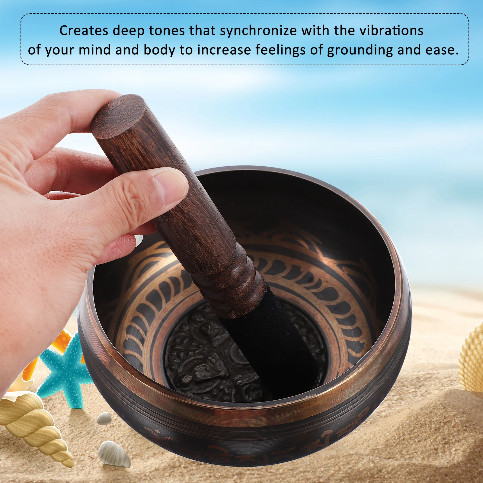 

Meditation Bowl Singing Inner Lining Gift Yoga Ohm Wood Meditative Mini Singingbowl Accessories