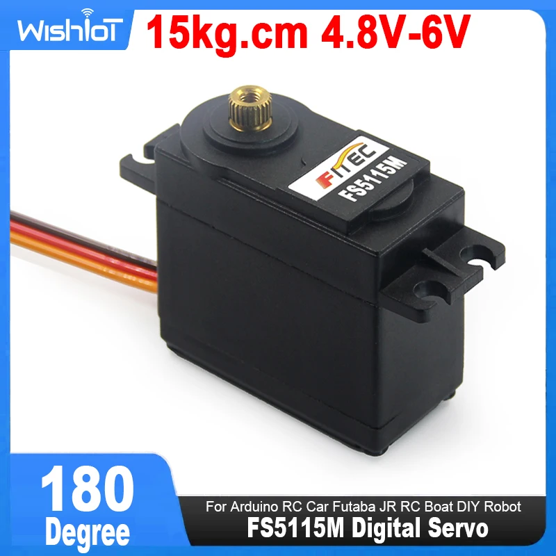 Feetech Fs5115 M Digitale Servomotor 15Kg 180 Graden Metalen Versnelling Voor Arduino Rc Auto Futaba Jr Rc Model Helikopter Boot Diy Robot