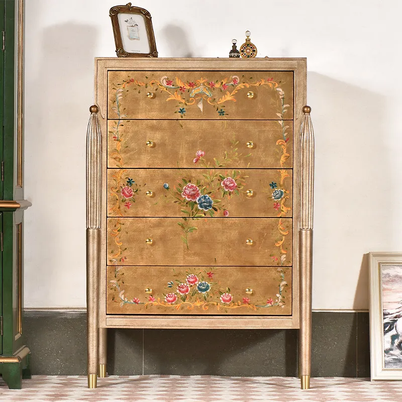 

Американский деревенский комод из массива дерева, окрашенный, для гостиной, прикроватная тумбочка для дома, для хранения вещей в спальне