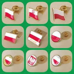 Poland Polish Map Flag National Emblem National Flower Brooches Badges Lapel Pins