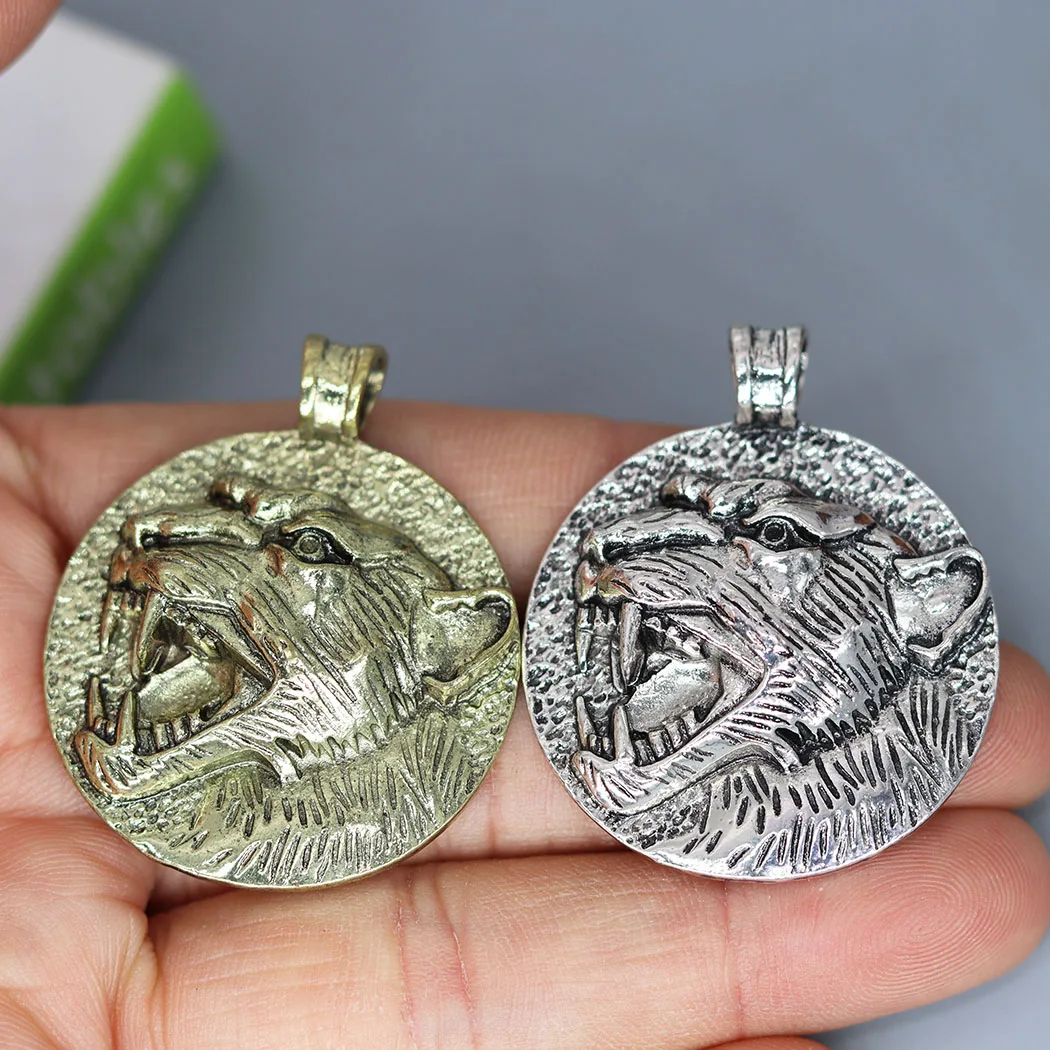 2Pcs/lot Wolf Dragon Arabic Symbol Pendant For DIY Jewelry Necklace Keychains Making Crafts Viking Slavic Men Charms