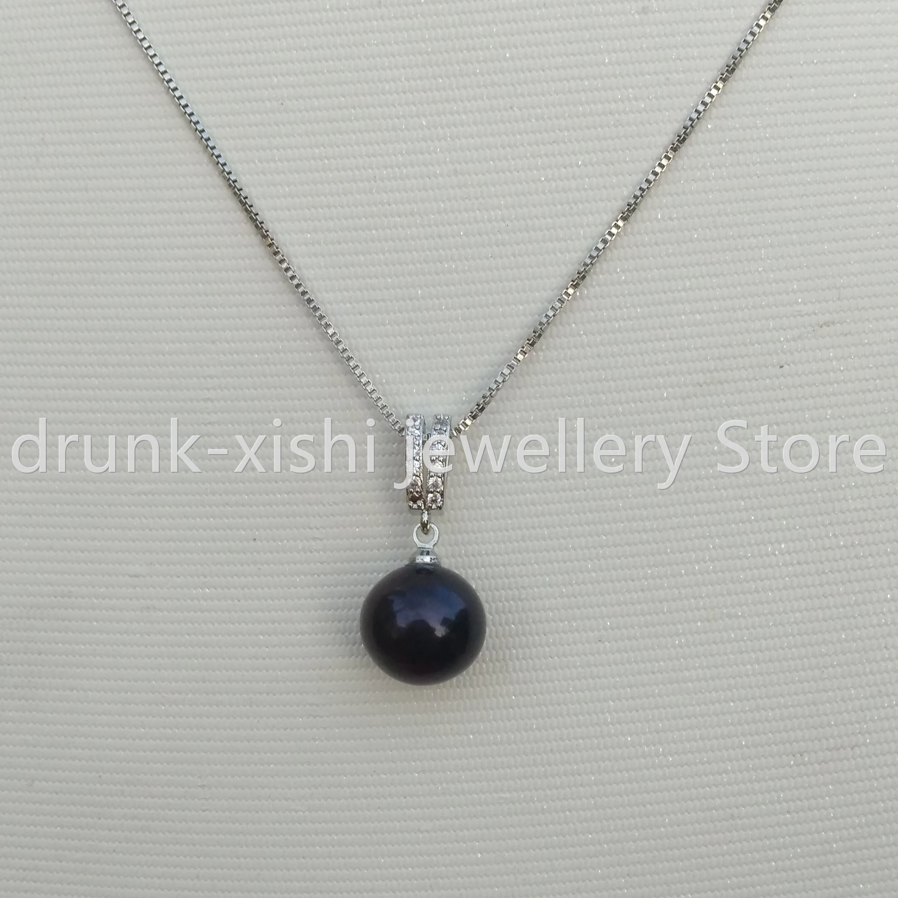 Pretty Design 10-11mm AAA Tahitian Dark Black Round Pearl Pendant Necklace 20in 50cm Nice Birthday Wedding Gift Free Shipping