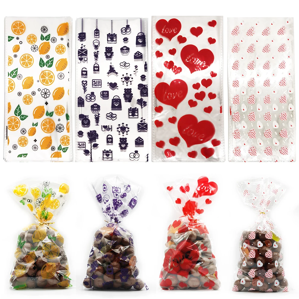 50 Stück transparente Plastik bonbon tüten lieben Herz Zitronen keks Keks Geschenk beutel für DIY Hochzeit Geburtstag Weihnachten Halloween Tasche
