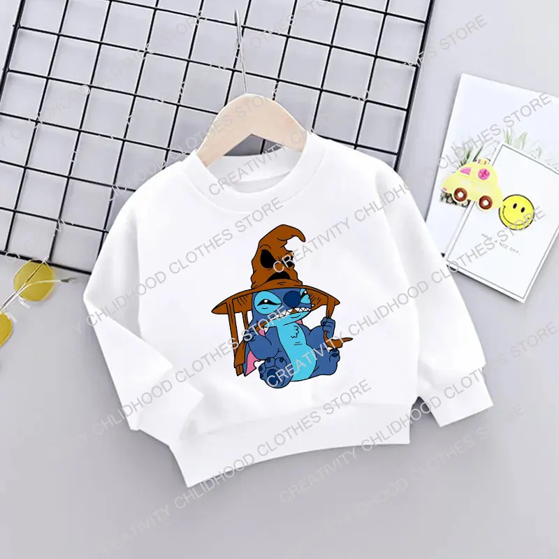 Stitch Children Baby Sweatshirt Kawaii Disney Pineapple Pullover Fashion Harajuku Anime Cartoons Casual Clothes Girl Boy Kid Top