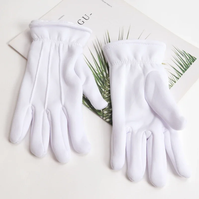 Männer Frauen Winter Verdicken Handschuhe Thermische Warme Weiße Farbe Baumwolle Etikette Formale Smoking Uniform Handschuhe Radfahren Fahrrad Fäustlinge