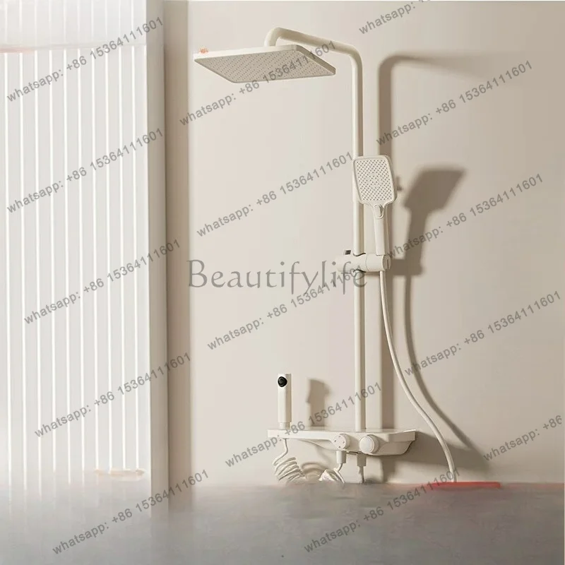 

Cream piano key shower shower set All copper constant temperature control Hot and cold water rain household bathroom