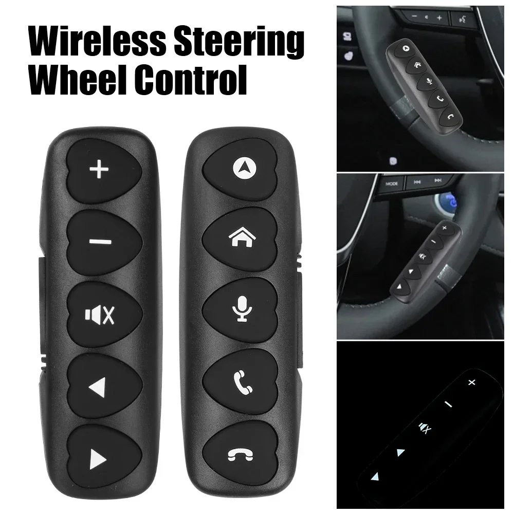 

Bluetooth-compatible Wireless Controller Buttons 2Pcs Multifunction Luminous Car Steering Wheel Remote Control DVD Navigation NE