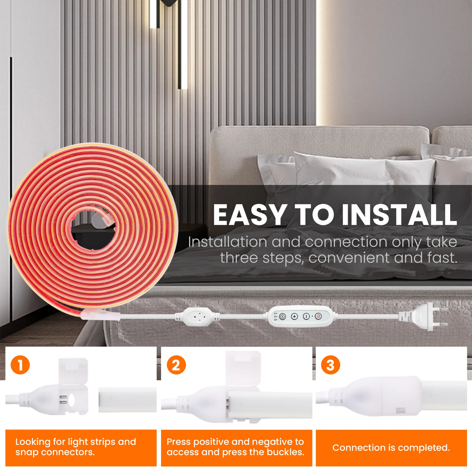 220 فولت COB LED قطاع مع الموقت باهتة الاتحاد الأوروبي المملكة المتحدة الاتحاد الأفريقي التوصيل مقاوم للماء 288 المصابيح/م لاصق LED شريط إضاءة لغرفة النوم ديكور مطبخ