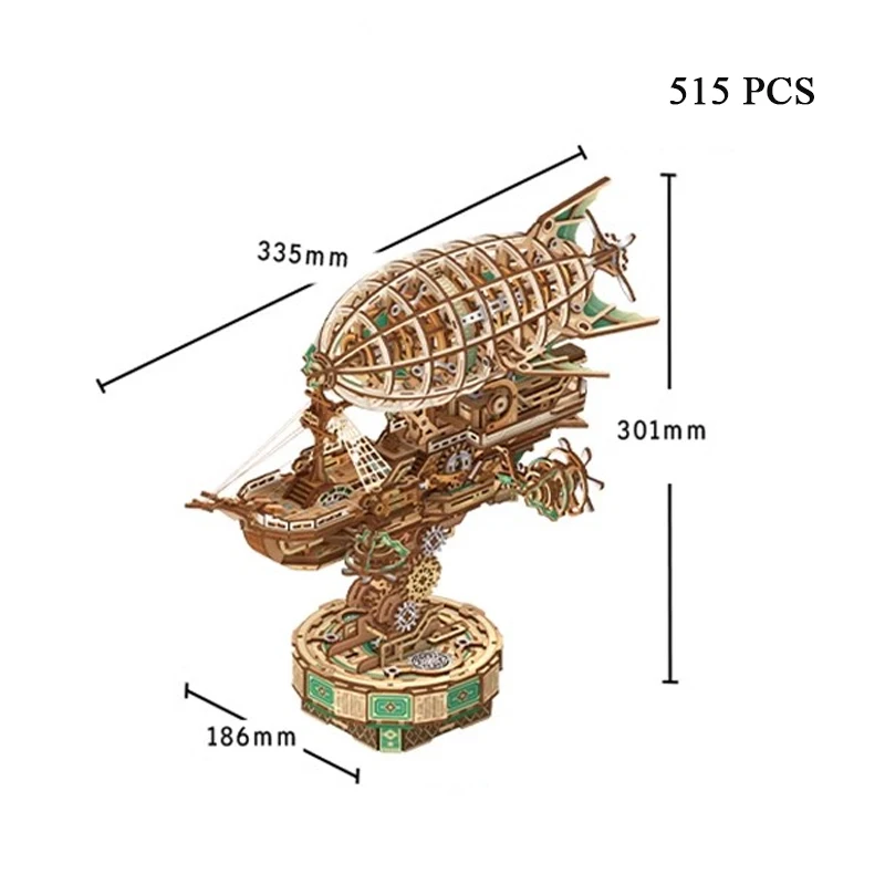 3D-puzzel DIY houten stoomnavigatie geassembleerde miniatuurmodelkits met muziek Legpuzzels voor verjaardagscadeaus voor vrienden