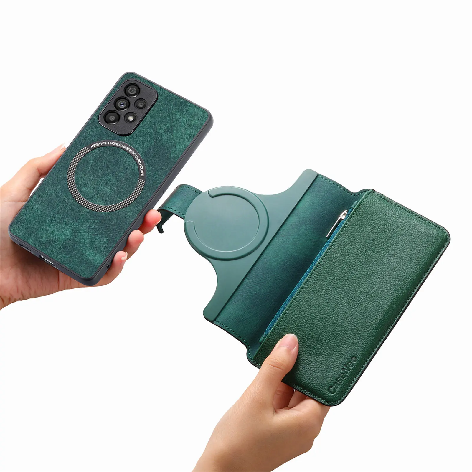 

2 in 1 Removable Front Cover Leather Case For OPPO A98 A79 A78 A58 A57 A38 A18 RFID Blocking Zipper Pocket Flip Case