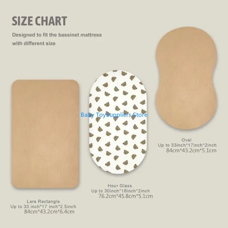 R1WF Pack of 2pcs Baby Fitted Bassinet Sheet Newborns Changing Pad Cover Comfortable