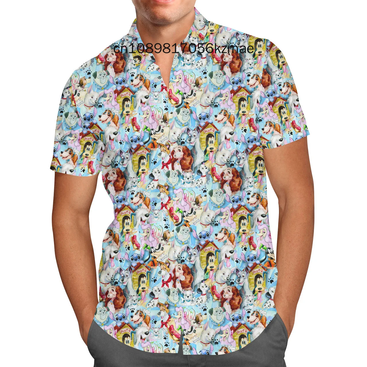 2024 Nieuwe Disney Hercules Hawaii Shirt Heren Dames Korte Mouw Knoop Shirt Disney Hawaiian Shirt Cartoon Kids Strandshirt