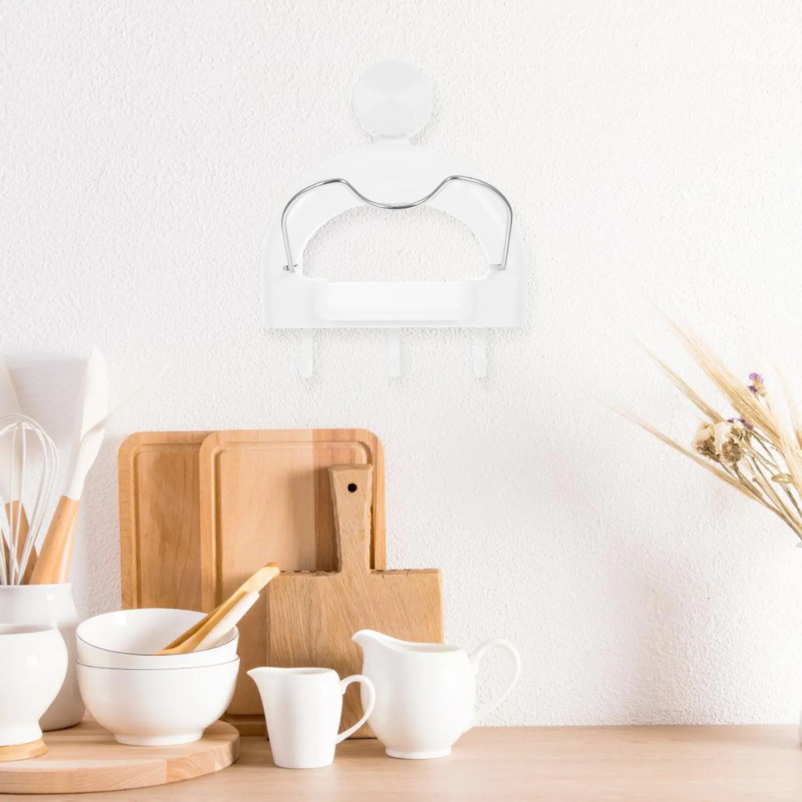 Multifunctional Wall Mounted Kitchen Wall Organizer for Pots Pans Lids Cutting Boards with Detachable Drip Tray Hooks Anti Slip