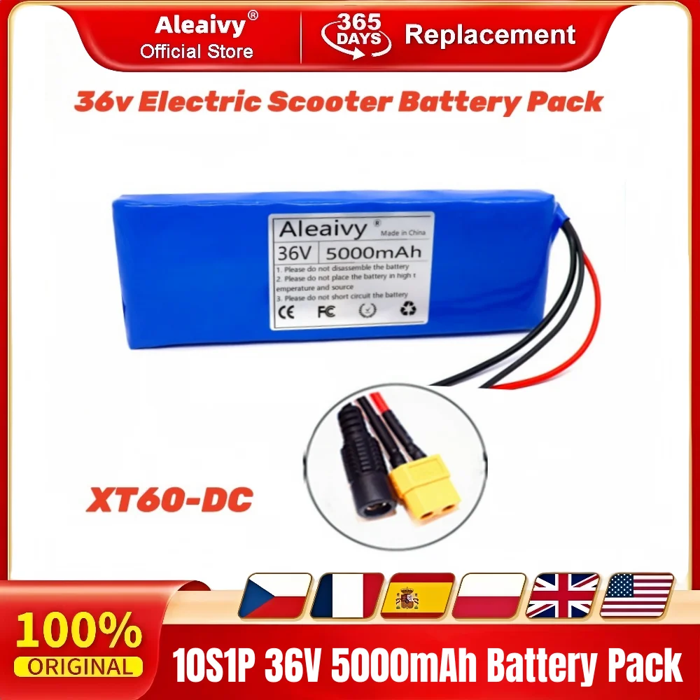 36V NEW 10S1P 5000mAh Battery Pack 5Ah 18650 Lithium Li-ion Rechargeable Batteries Electric Car Bicycle Scooter 20A BMS 500W