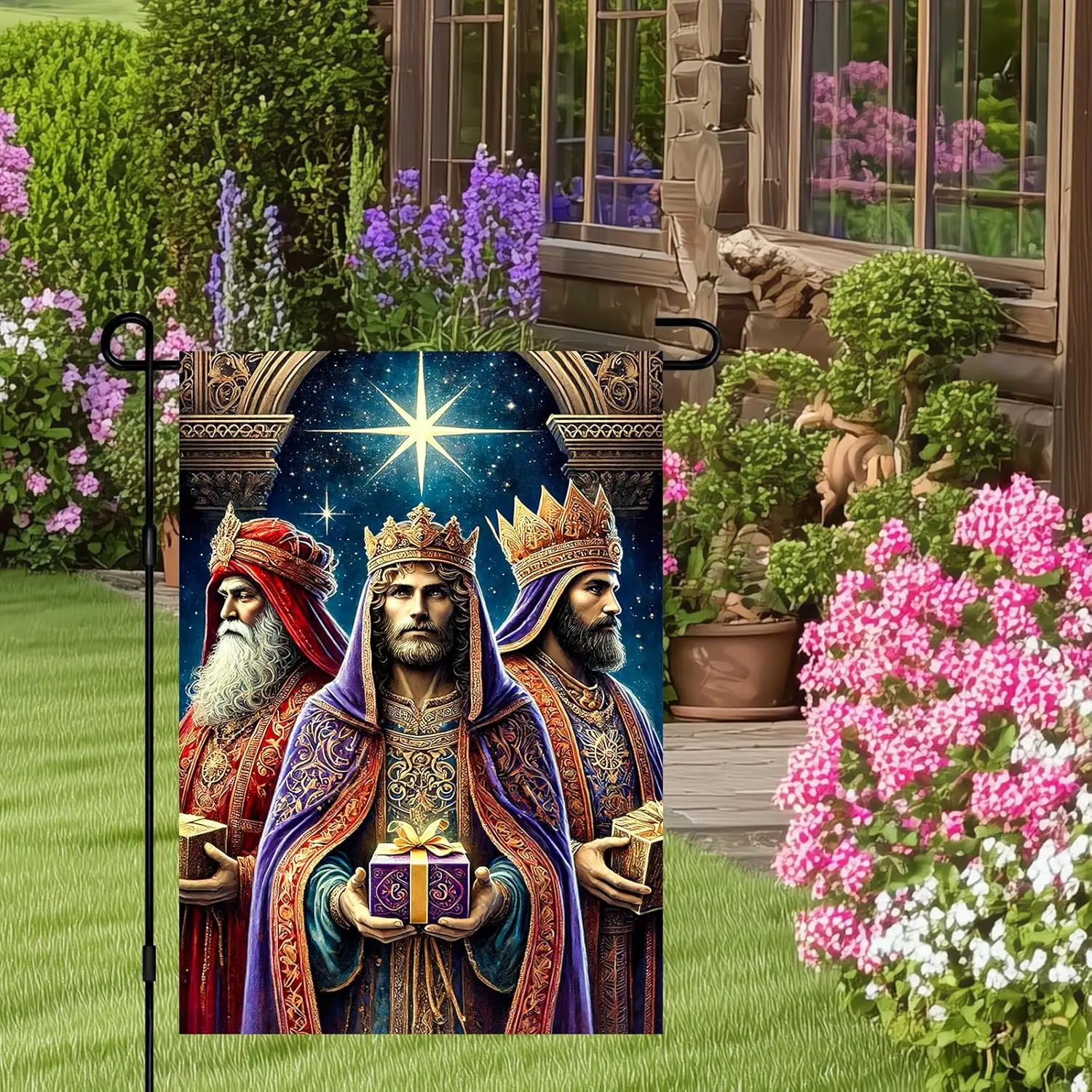 Three Kings Christmas Garden Flag 12x18 Inch Double Sided Nativity Wise Men Banner Country Welcome Seasonal Outdoor Yard Dec SSL view 5