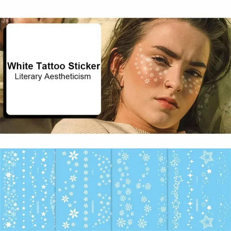 waterproof temporary tattoos face neck water transfer white henna tattoo fake moon star lace tattoo designs stickers decal