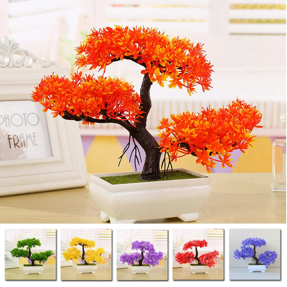 Eye catching Artificial Potted Plant, Plastic GuestGreeting Pine with Pot, Realistic and Vivid Decoration for Home Office Shop