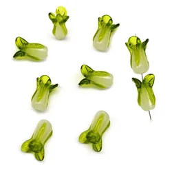 10pcs/lot Chinese Cabbage Vegetable Beads Lampwork Glass Spacer Loose Beads For Jewelry Making DIY Bracelet Necklace Accessories