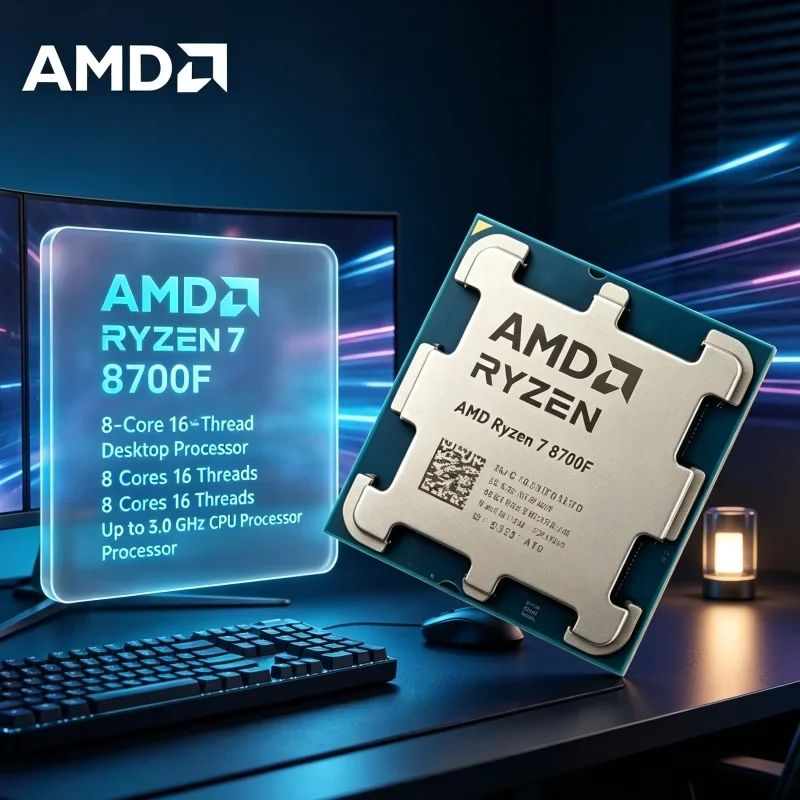 AMD Ryzen 7 8700F Gaming CPU 8 Cores 16 Threads 5GHz Zen 4 AM5 Socket Desktop Processor for Gaming PC