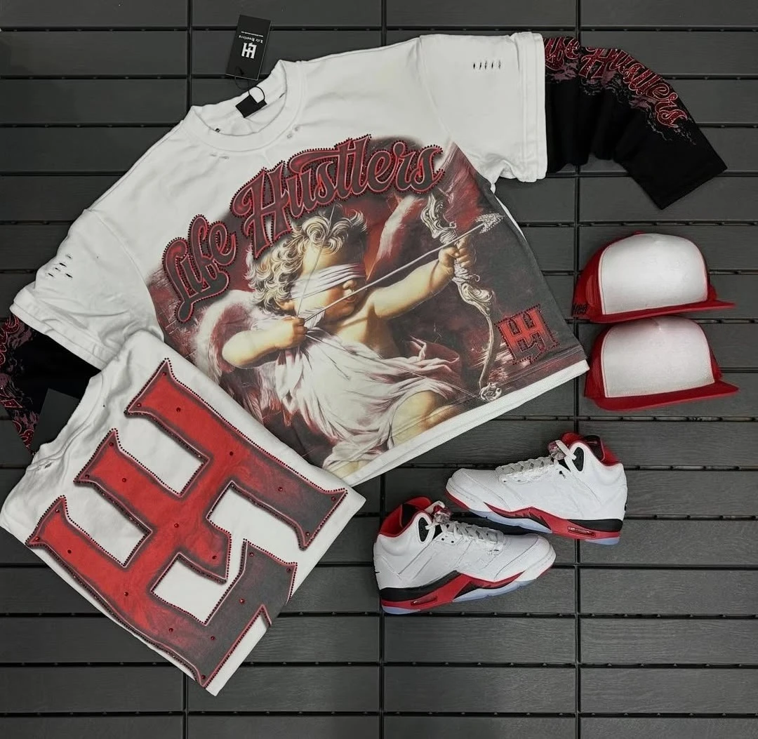 

Корейский стиль, простые свежие наряды, свободные футболки с круглым вырезом, пара, эстетический, универсальный стиль, повседневный, с короткими рукавами и принтом