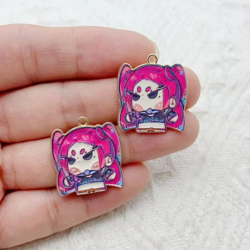 10pcs Cartoon Anime Pendant Oil Drop Alloy DIY Earrings Keychain Pendant Accessories view 2