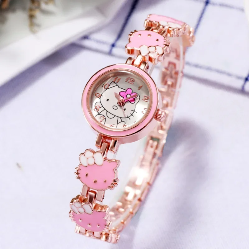 Sanrio Cartoon Cute Hello Kitty Watch Female Student Sweet Bow Girlfriends Gift Anime Accessories Girlfriend Gift Toys