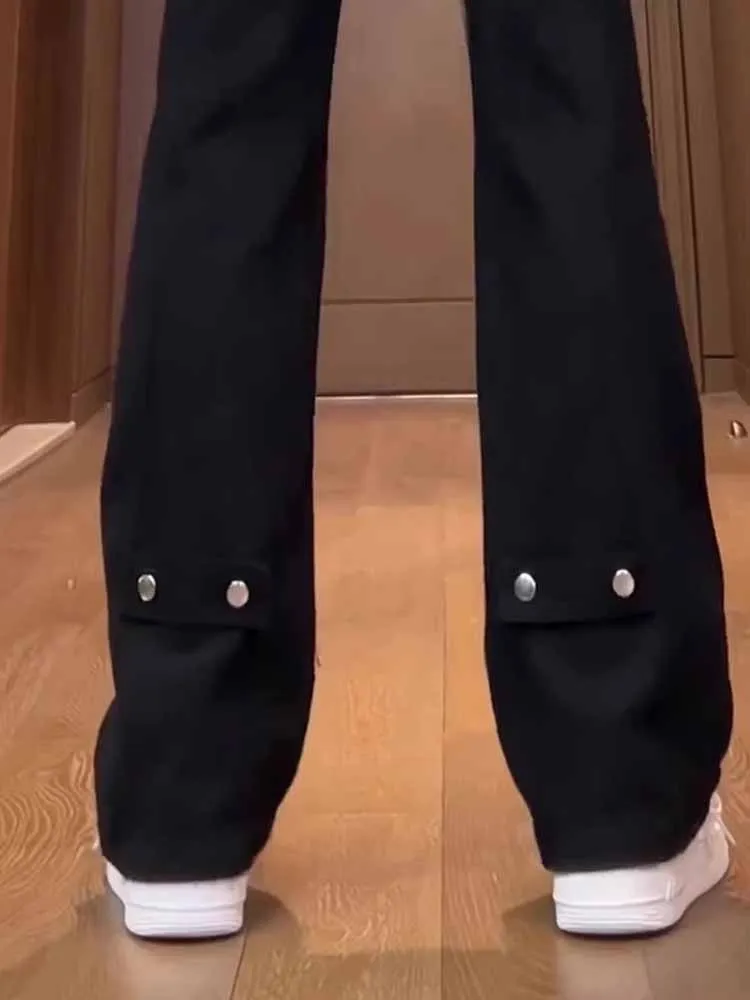 

High Waist Straight Leg Bla Denim Jeans Men's Spring Autumn Slim Fit Bootcut Pants Street Sle Faionable Jeans