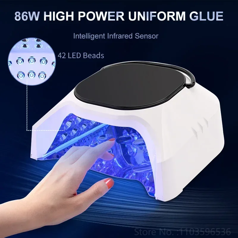 Prego recarregável UV lâmpada LED com mão, secador de unhas sem fio para gel polonês, Ferramentas profissionais de manicure para casa, Home Art, 86W