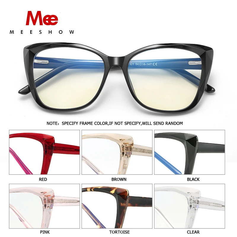 MEESHOW Reading Glasses women\'s cat eye Eyeglasses Blue Light blocjing glasses Female computer protection  screen presbyopia