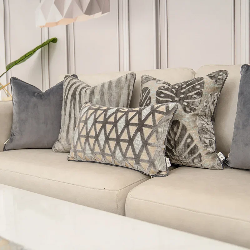 Luxury Grey Sofa Cushion Cover for Living Room Hotel Modern Throw Pillowcase Decoration Pillow Cover 30*50CM 45*45CM 50*50CM