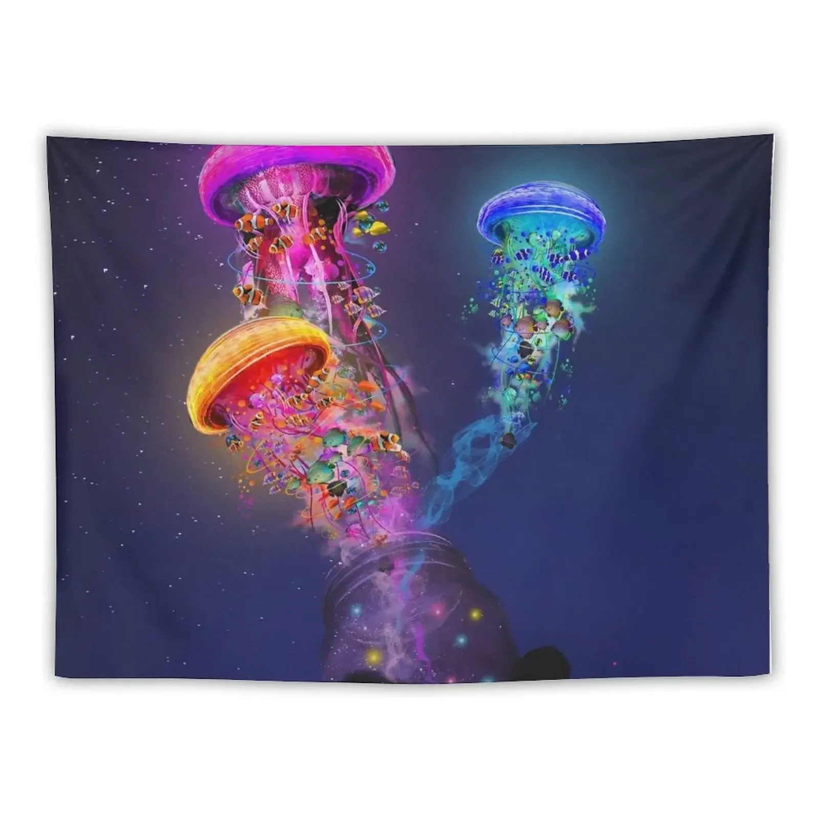 

Three Electric Jellyfish worlds Released Tapestry Hanging Wall Carpet On The Wall Tapete For The Wall Tapestries Tapestry