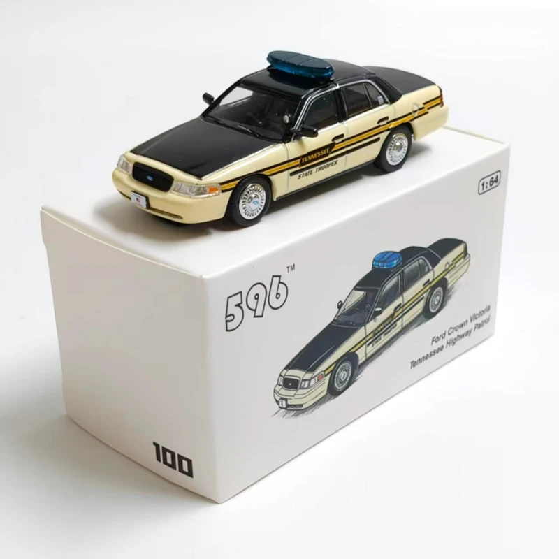 596 Diecast escala 1:64 Victoria Crown CV Livery coche en miniatura de aleación colección de pasatiempo para adultos regalo de recuerdo adornos estáticos