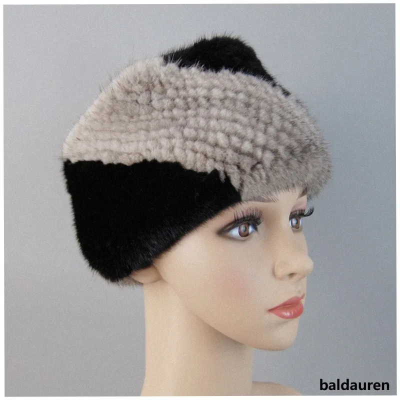 Hot Sale Women Winter Real Mink Fur Scarves headbands Good Elastic Knitted Natural Mink Fur Scarf Thick Warm Lady Fur Ring Shawl