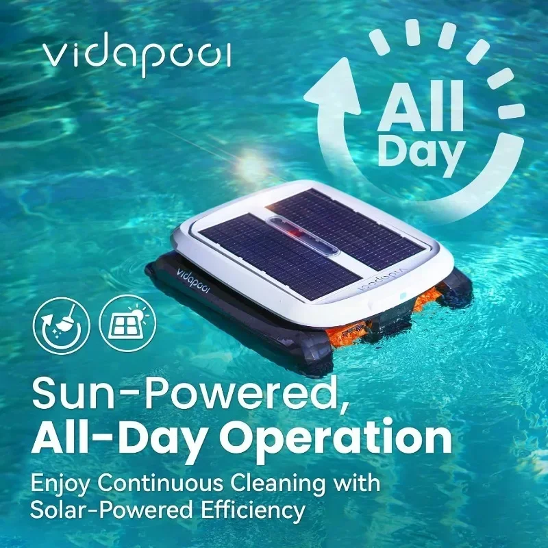 Vidapool pembersih otomatis tenaga surya filter kolam renang robot pembersih permukaan kolam surya Mode ganda Sensor navigasi siang hari