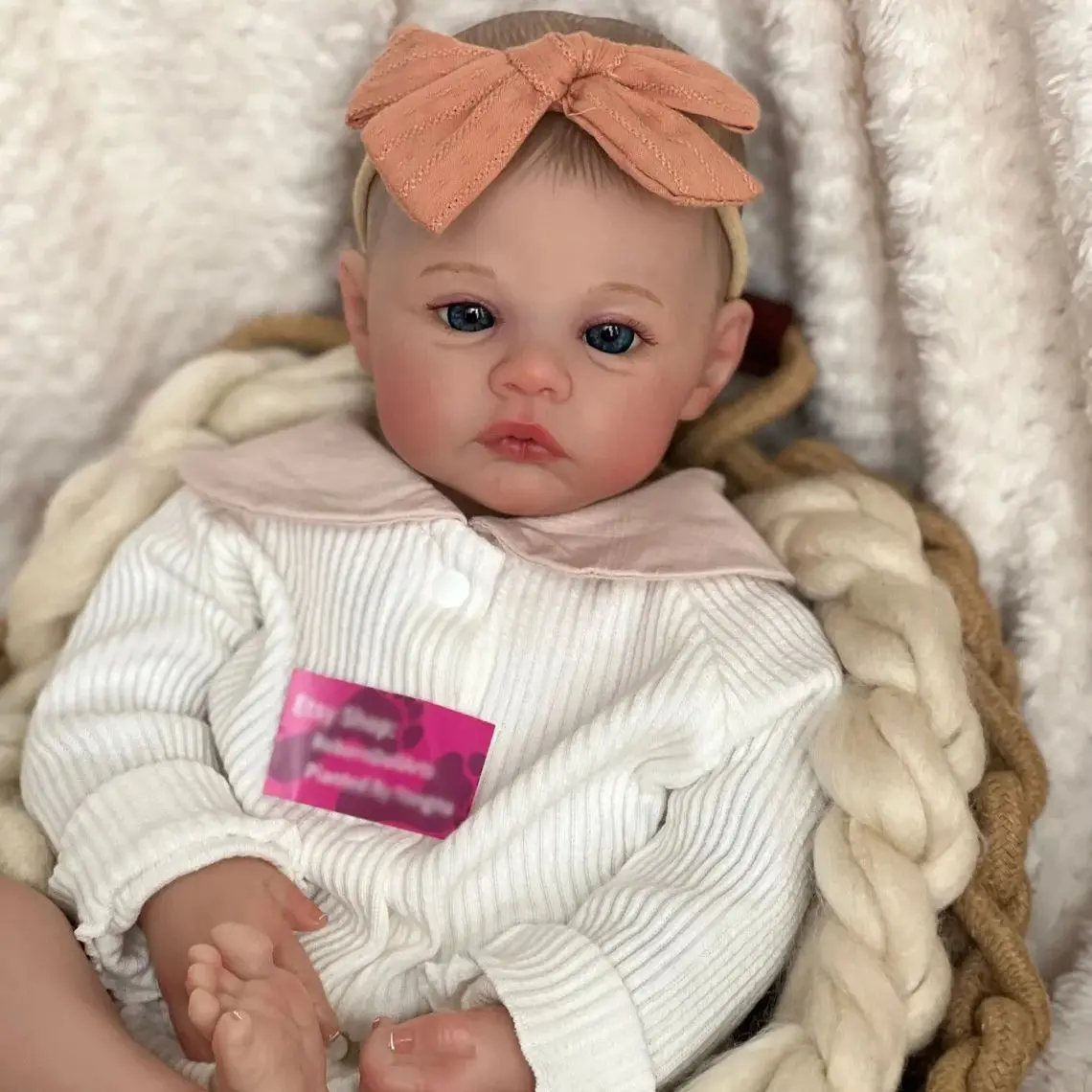 

19inch Reborn Meadow Doll Girl Newborn Baby Doll Bebe Bonecas 3D Skin Tone with Visible Veins Children Gift Toy