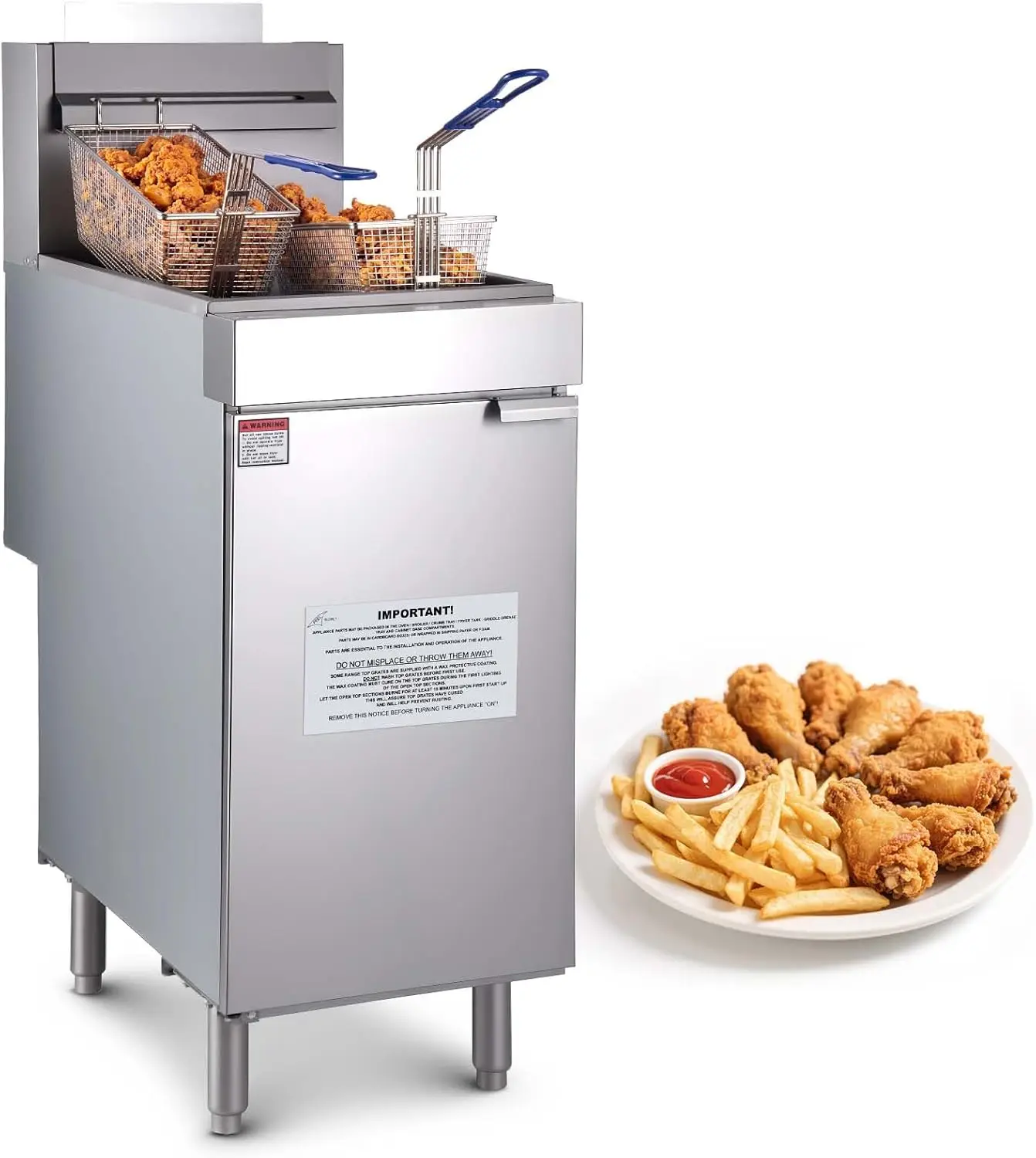 

Commercial Deep Fryer 3 Burner Fryer for Restaurants Stainless Steel Floor Standing Deep Fryers with Dual Baskets