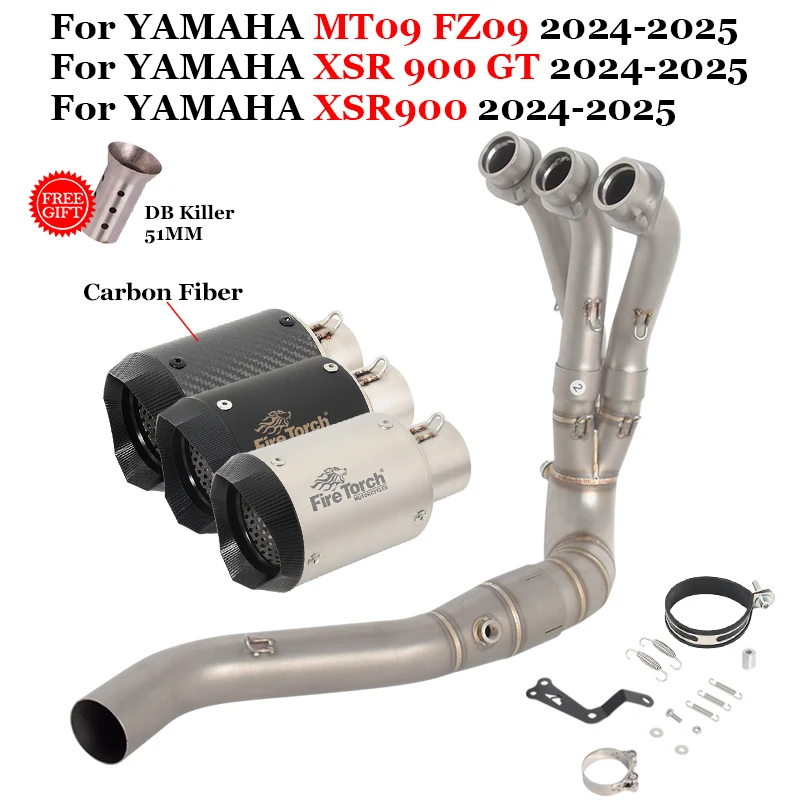 

Slip On Motorcycle Exhaust System Front Link Pipe With Muffler Moto For YAMAHA MT09 MT 09 FZ09 FZ 09 XSR900 XSR 900 GT 2024 2025
