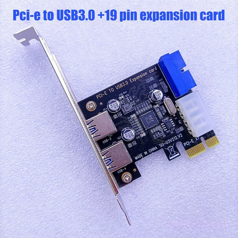 USB 3.0 pci-e Adapter karty rozszerzeń 2 portowe złącze USB 3.0 wewnętrzne 19Pin karta Pci-E nagłówek 4Pin Ide