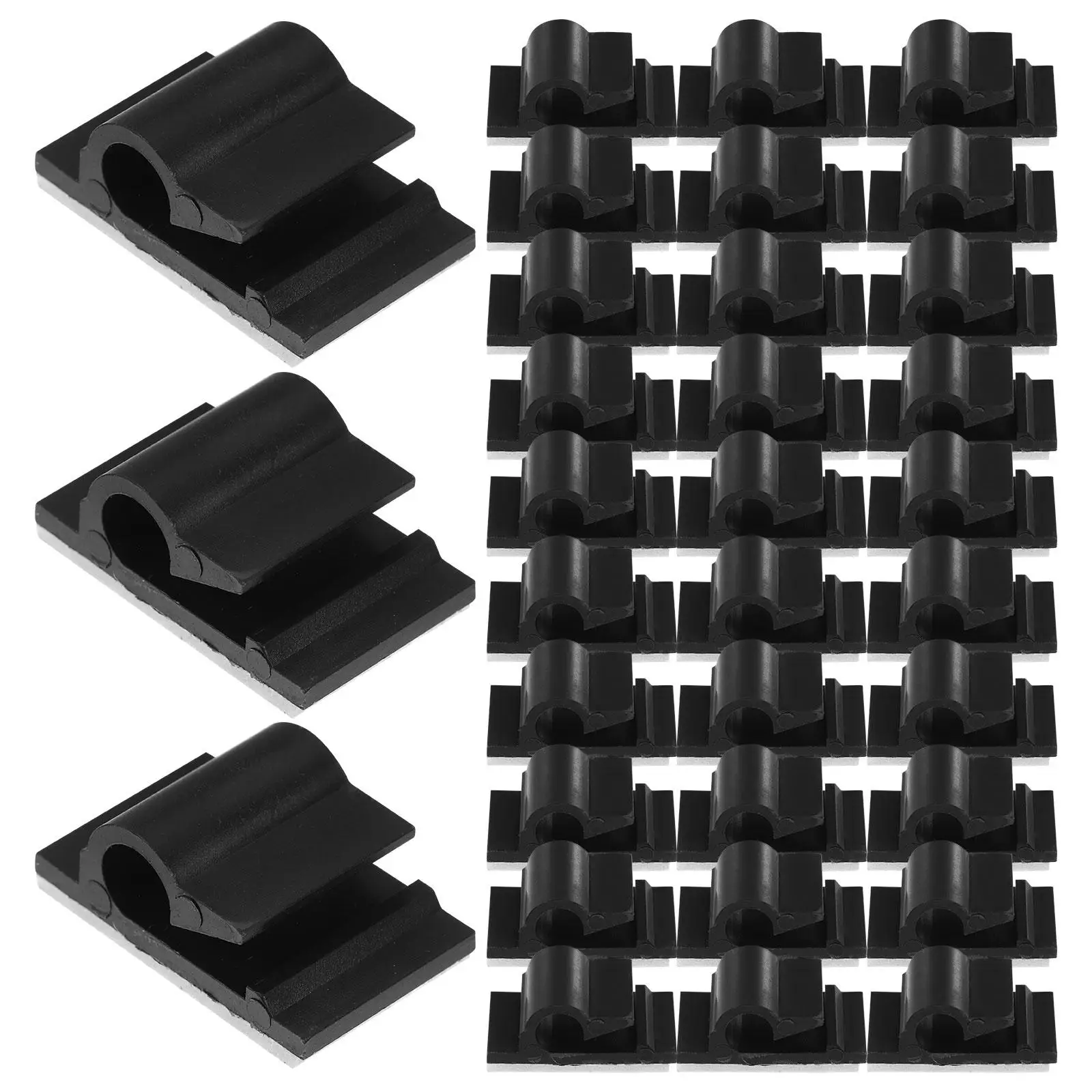 

50pcs Cable Organizer Self Adhesive Wire Cord Clips Black PA66 Desk Clean Solution Long Lasting Manage Cords USB Audio