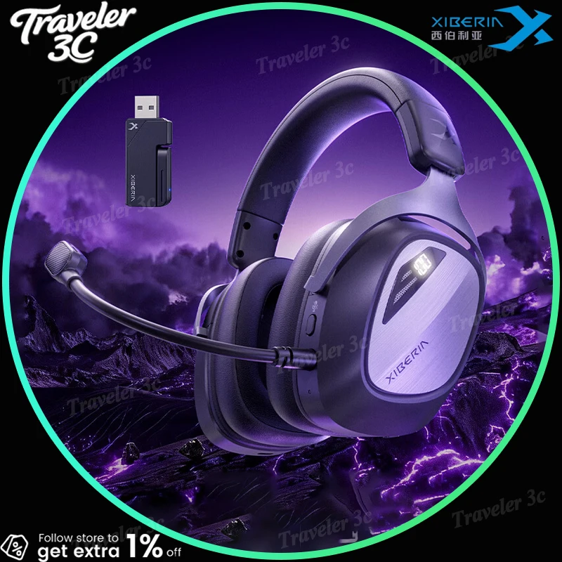 XIBERIA K06S Wireless Tactical Gaming Headset AI Noise Canceling Dual Mode Smart Listening Over Ear Headphones For PC Gamers