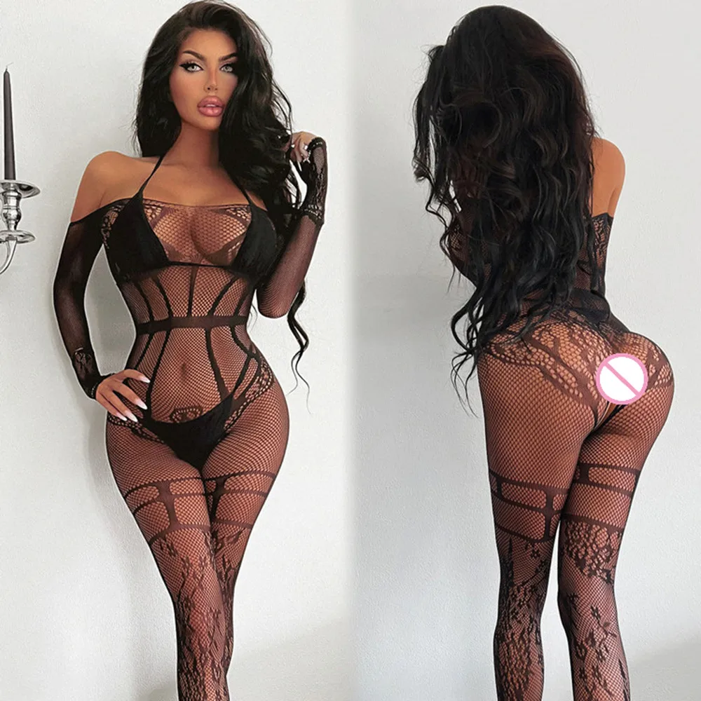 18 Styles Sexy Full Body Stocking Erotic Fishnet Tight Lingerie Costumes Mesh Transparent Female Body Suit Clothes Sleepwear