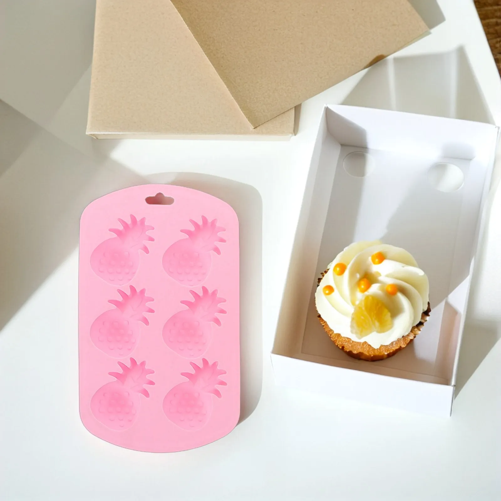 4 Moldes de Silicona Creativos con Forma de Fruta para Hornear, Chocolate, Caramelos, Gelatina, Jabón, Manualidades, Ideales para Fresa, Piña, Limón