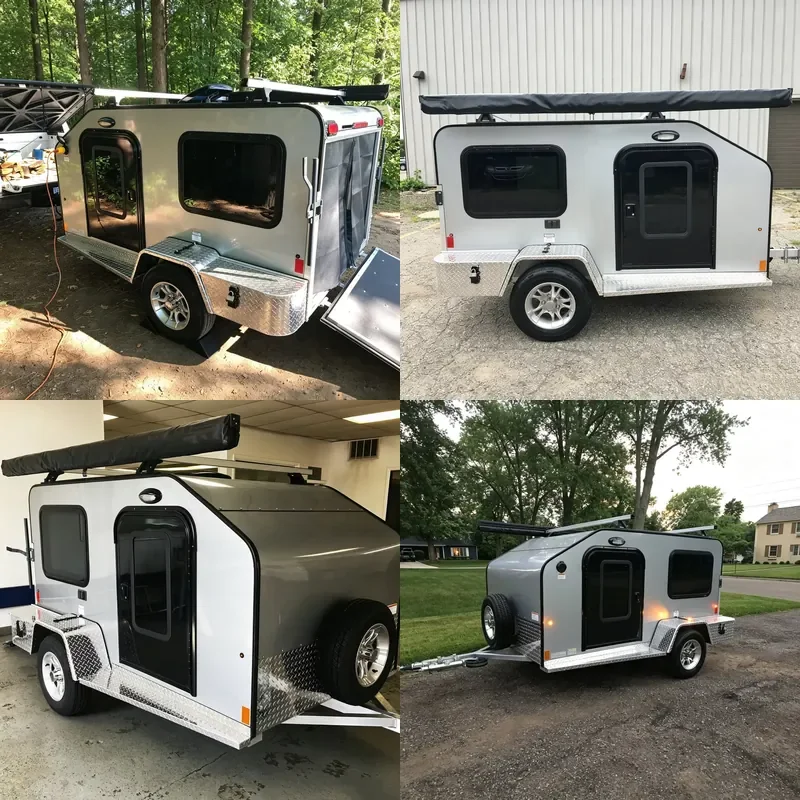 Off Road Camping Trailer with Large Sleeping Area and Lockers Rear Drop Door for Long Outdoor Adventure Trips
