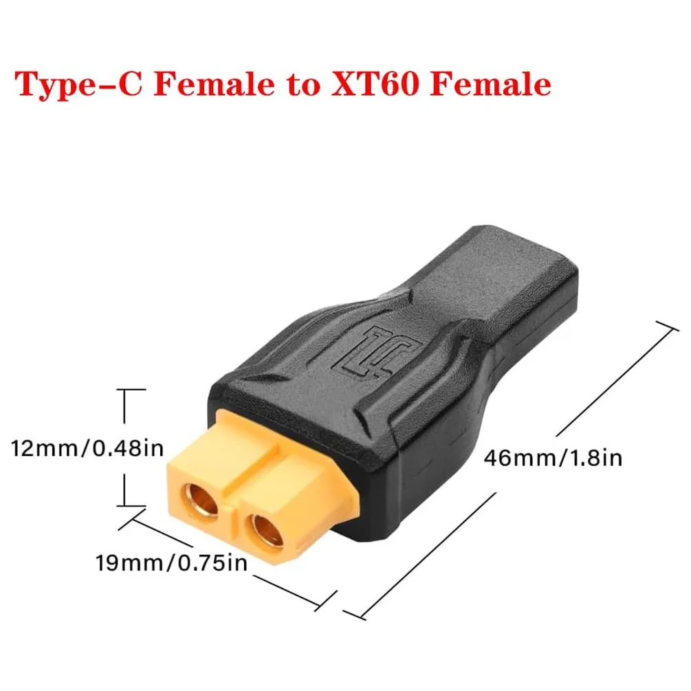 2PCS Type-C to XT60 Adapter with PD Fast Charging for Drone FPV RC Airplane Car Power Supply Charger Connector Energy Storage