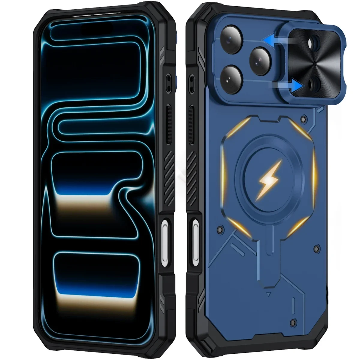 Rugged Armor Slide Window Protection Phone Case for IPhone 18 17 Pro Max 17E 16 15 Plus 14 13 Pro for Magsafe Magnetic Cover
