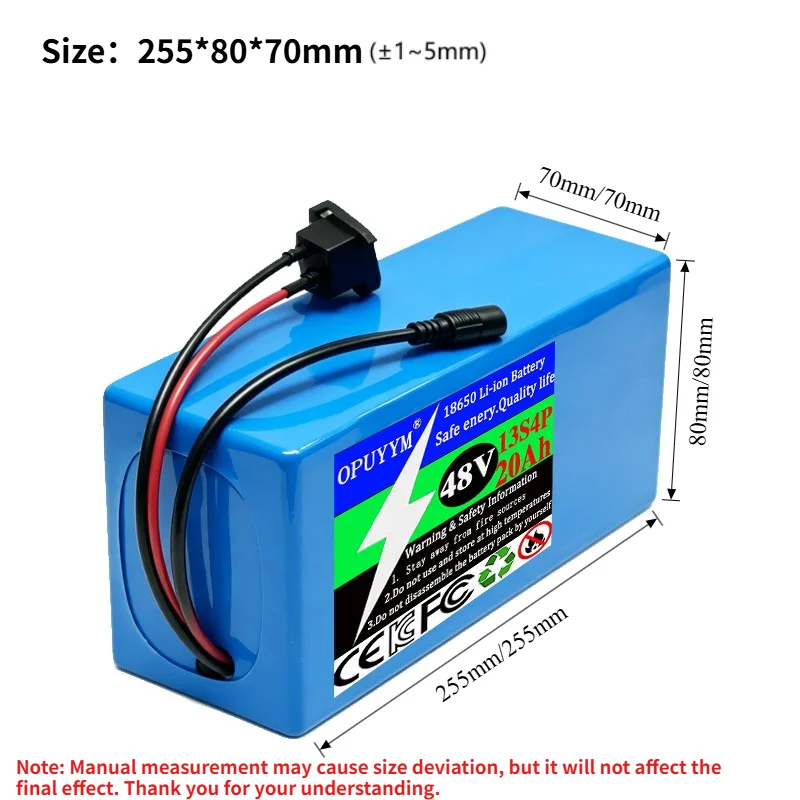 New 18650 20Ah 13S4P 48V Rechargeable Lithium Ion Battery Pack - Powerful with BMS for 500W/1000W Electric Walking Tool Battery