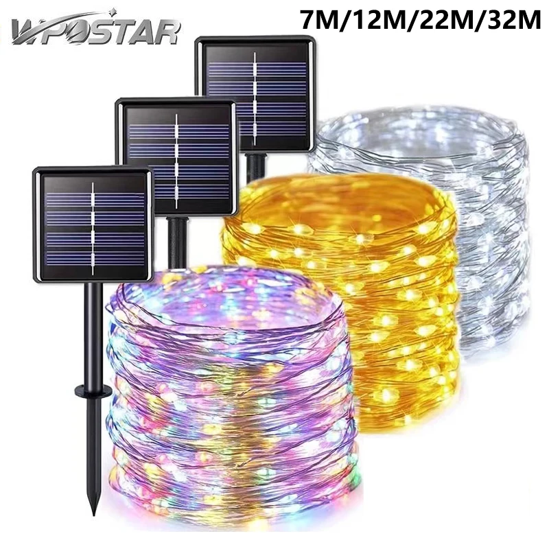 

7M/12M/22M/32M 8Modes Outdoor Solar Fairy Lights LED Copper Wire Lights Xmas Lights Waterproof Garden Decoration